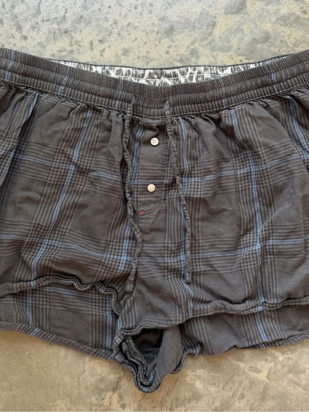 Plaid Cotton Boxer Shorts - Blue & Charcoal